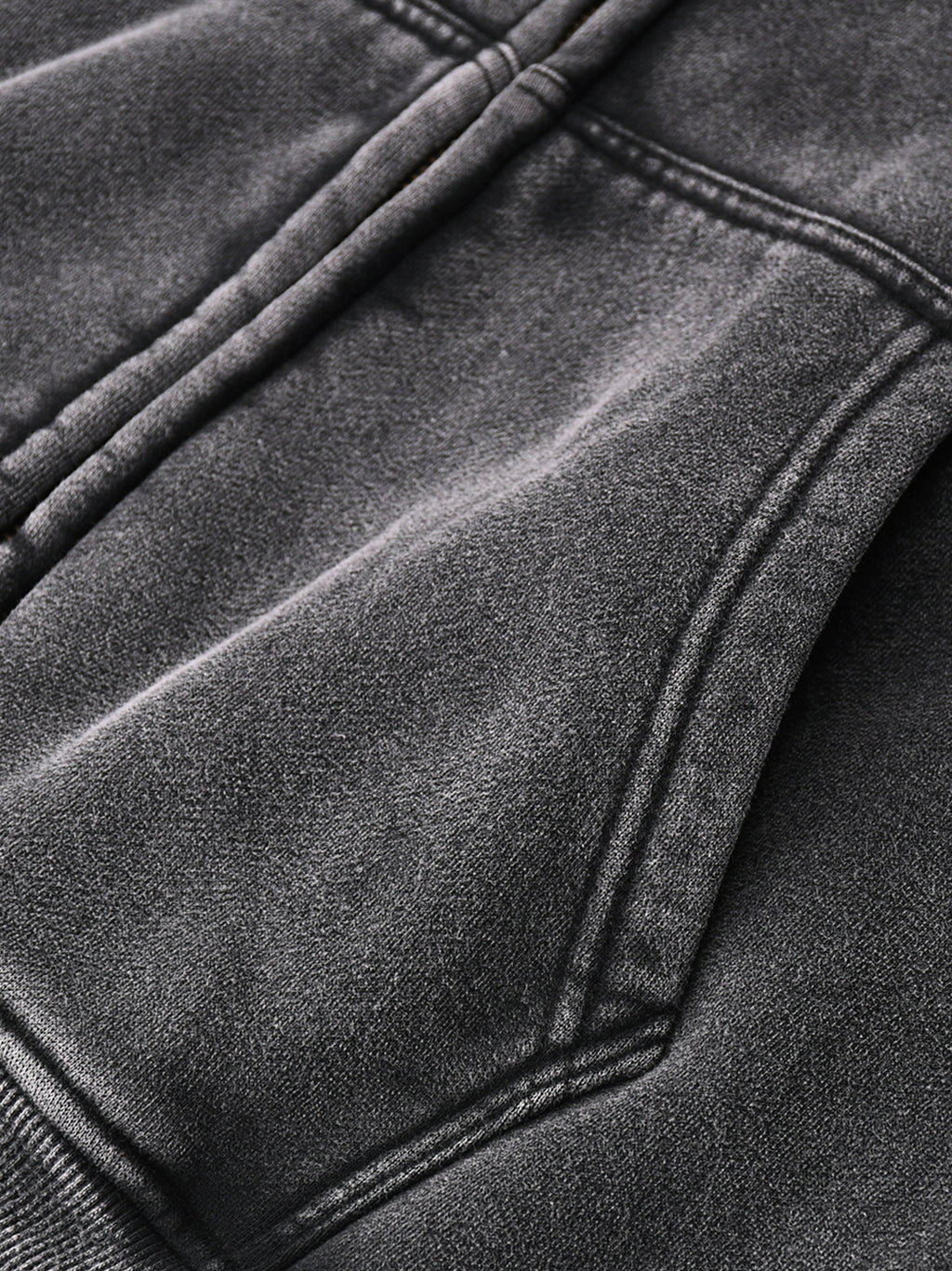 Snow Wash Zip-Through Boxy Fleece Hoodie