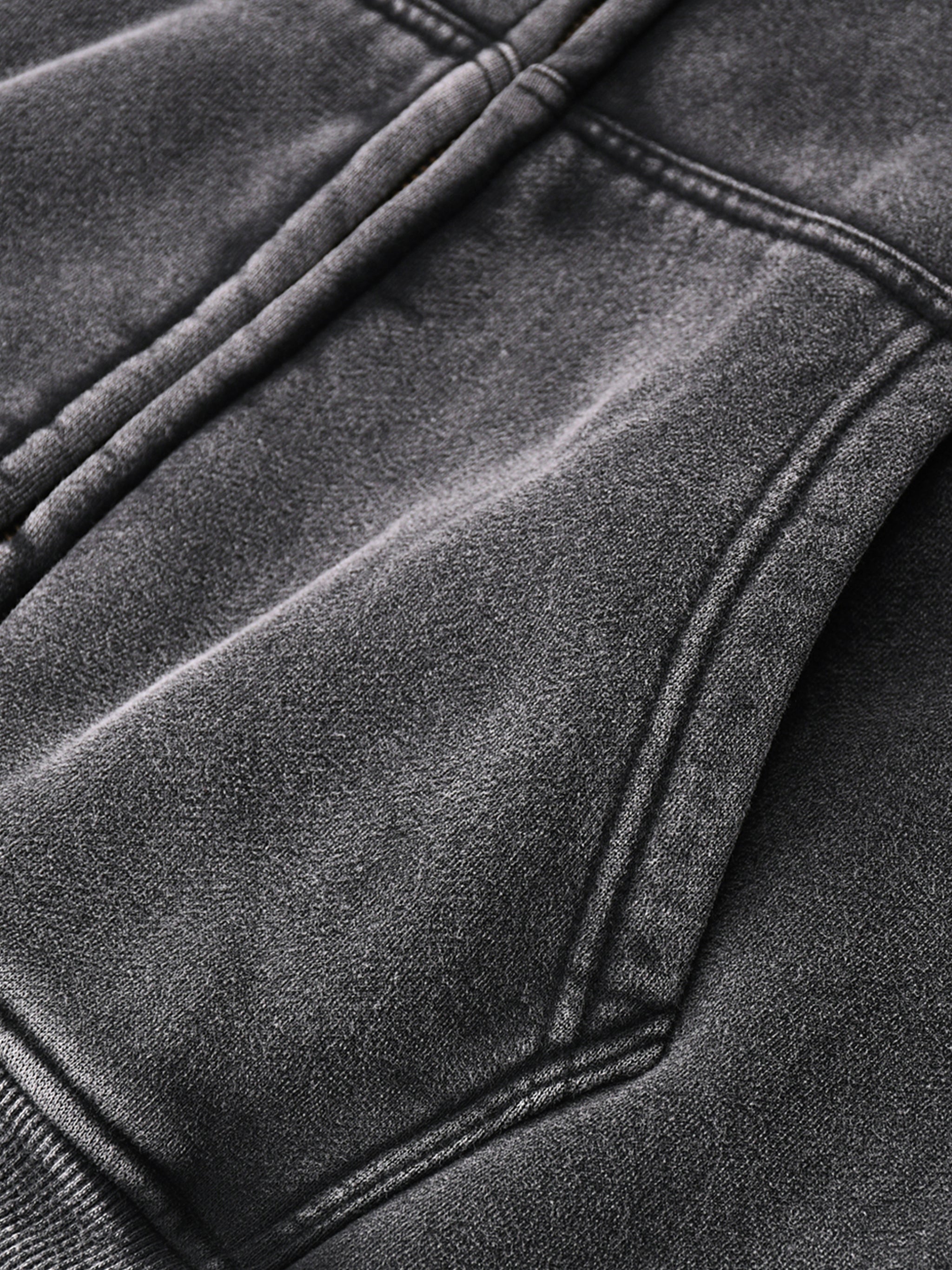 Snow Wash Zip-Through Boxy Fleece Hoodie