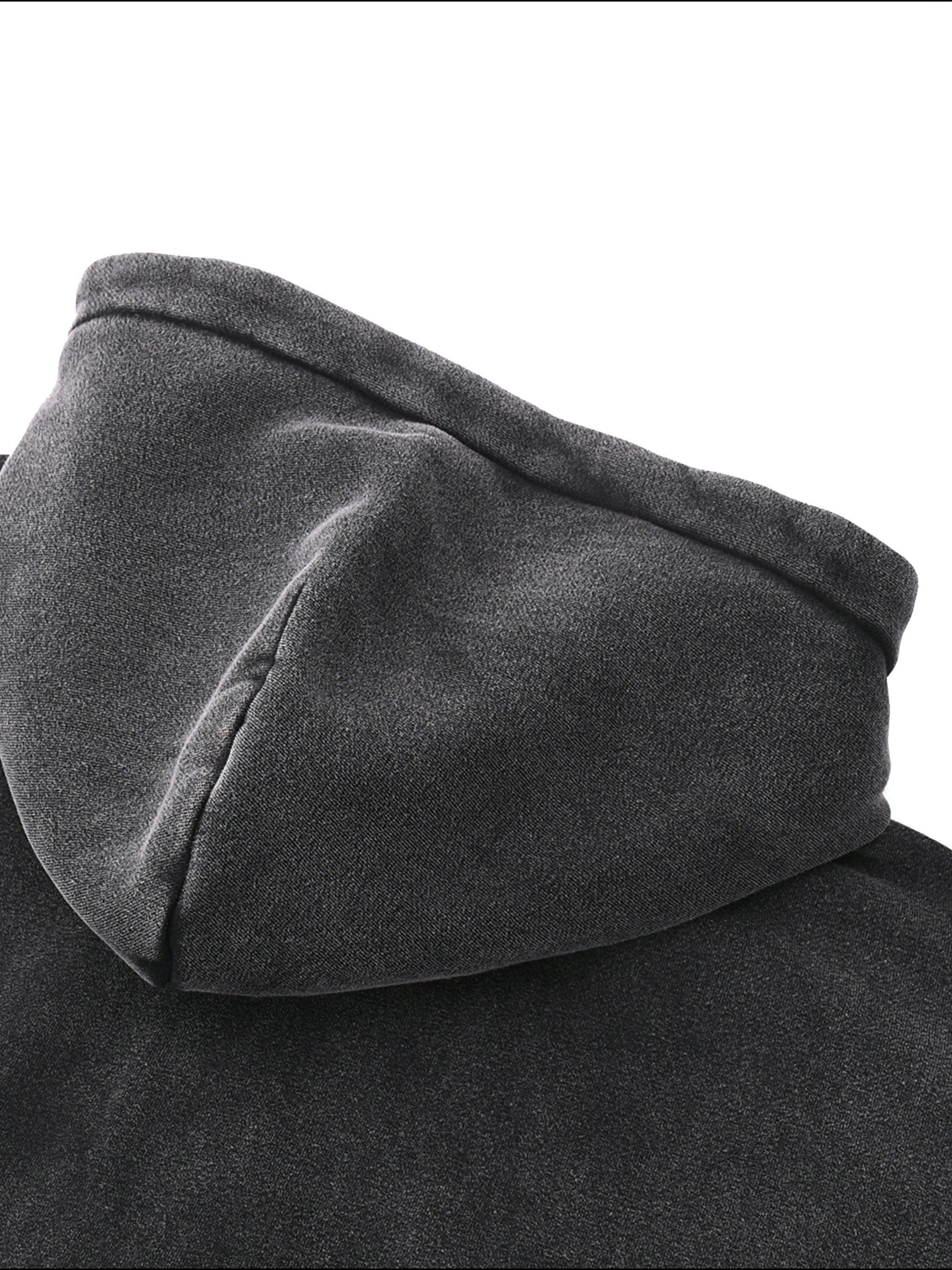 Snow Wash Zip-Through Boxy Fleece Hoodie