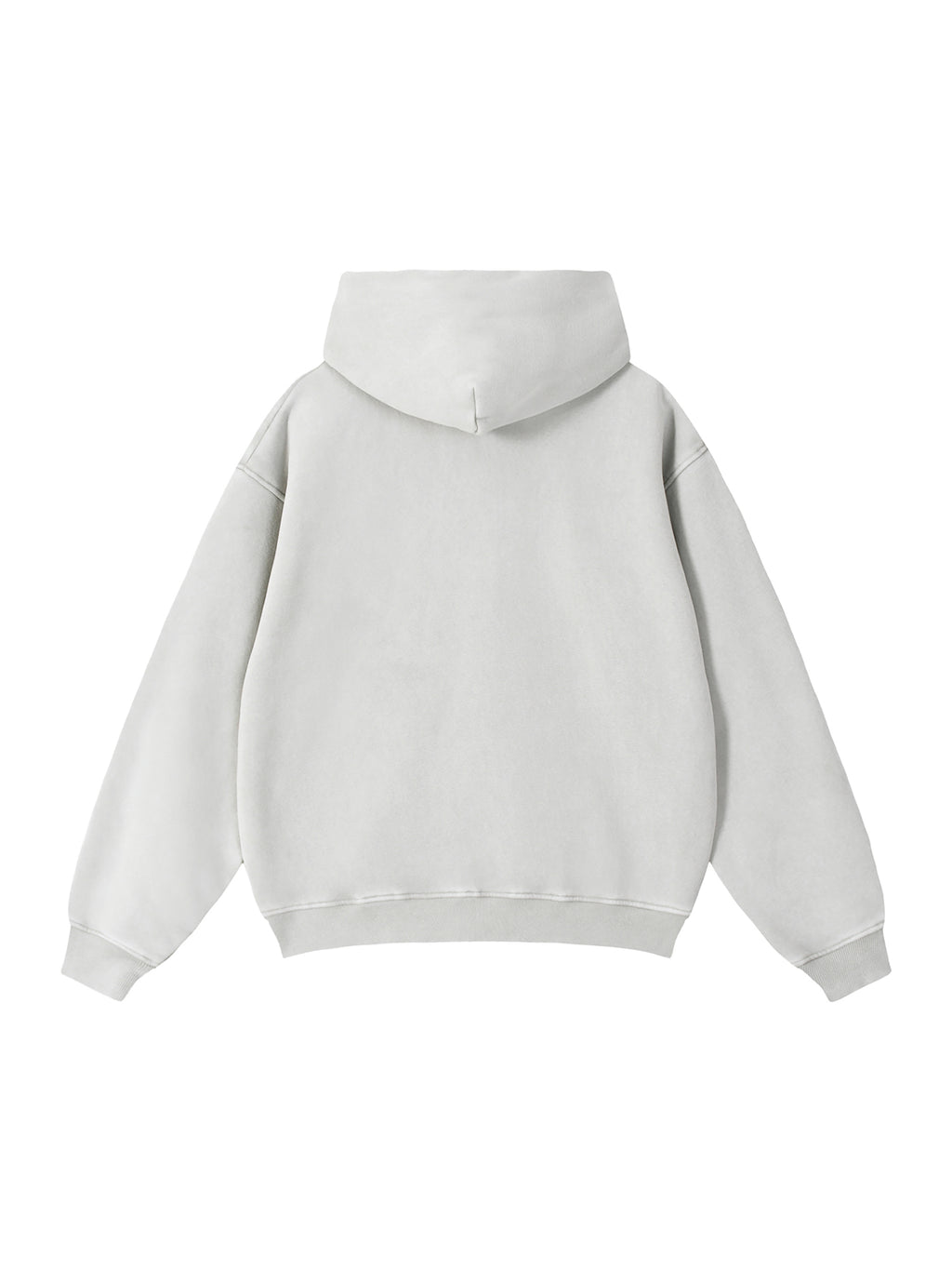 Snow Wash Zip-Through Boxy Fleece Hoodie