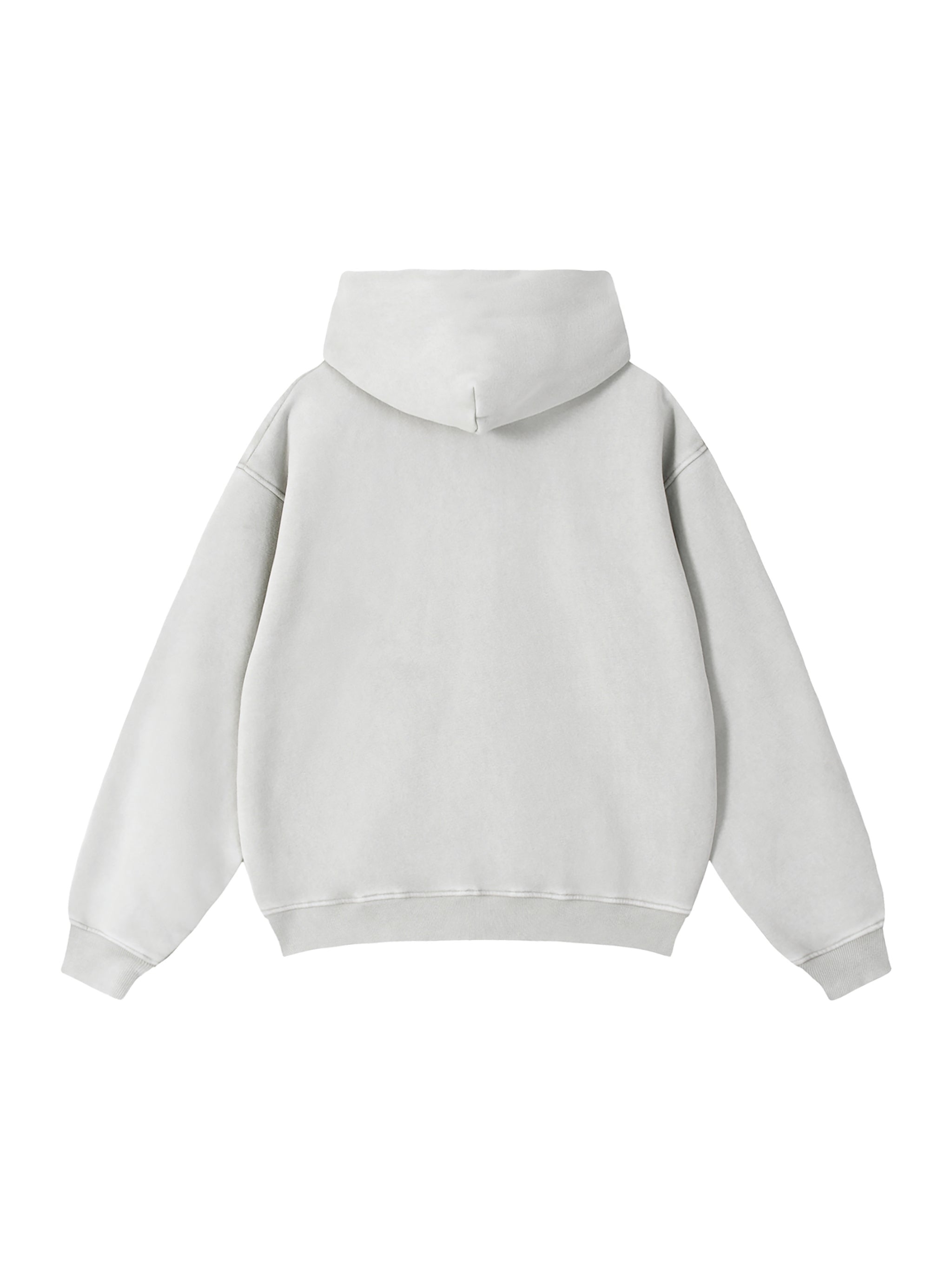 Snow Wash Zip-Through Boxy Fleece Hoodie