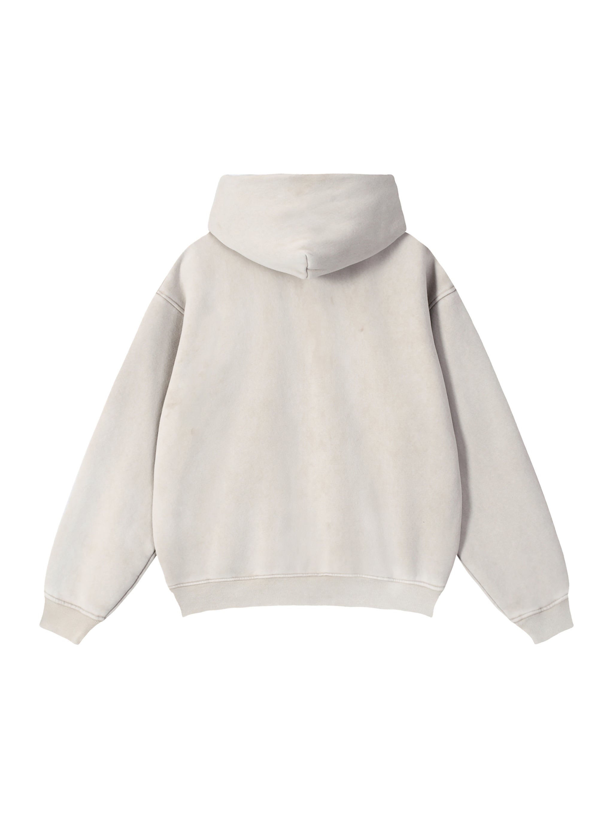 Snow Wash Zip-Through Boxy Fleece Hoodie