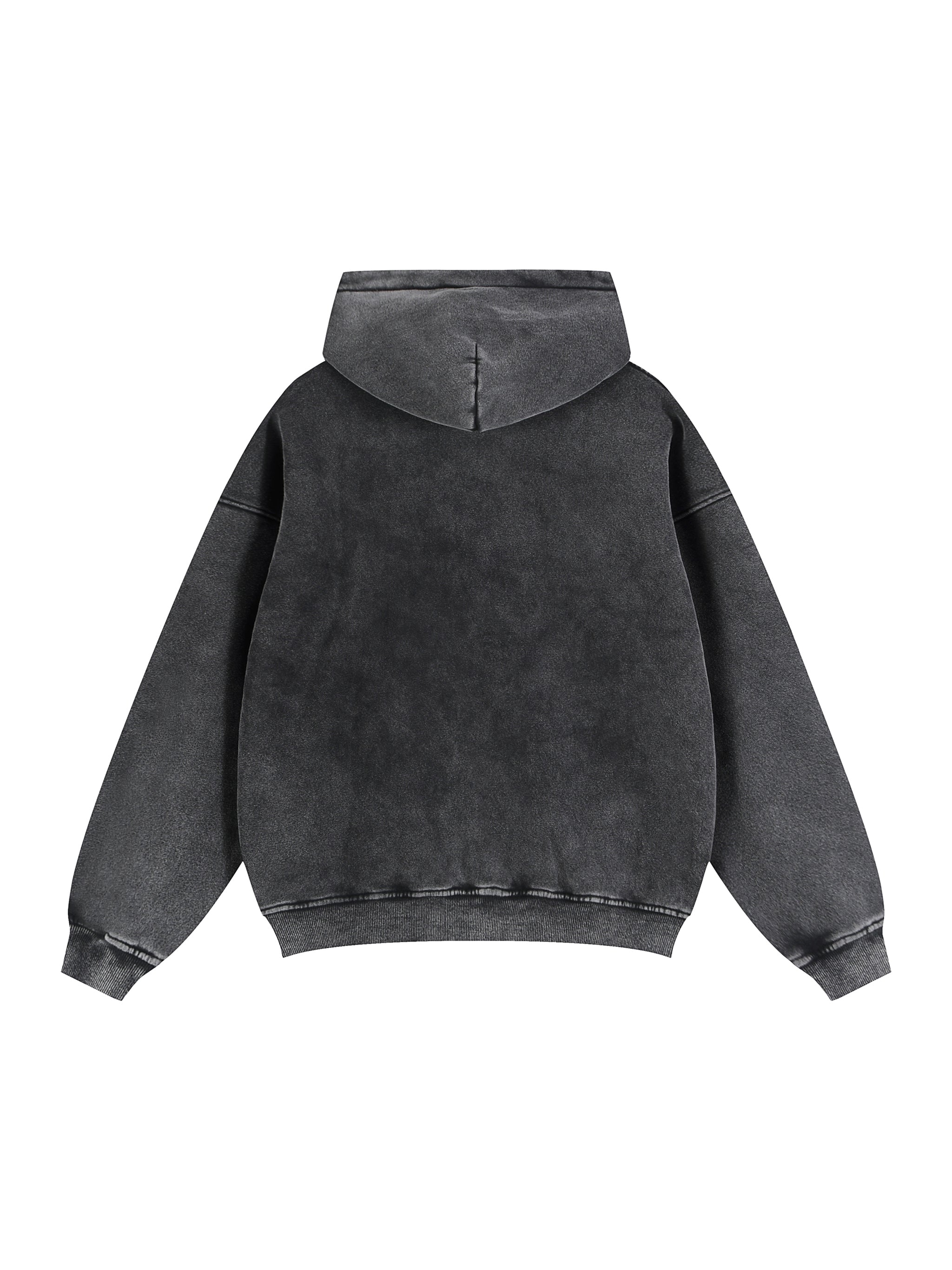 Snow Wash Zip-Through Boxy Fleece Hoodie