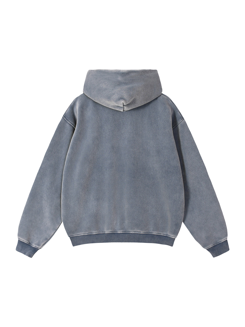 Snow Wash Zip-Through Boxy Fleece Hoodie